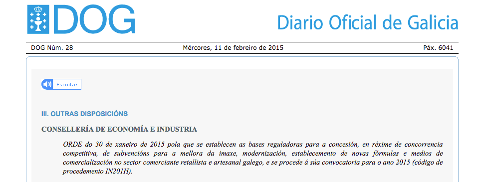 Subvenciones para comercios de Galicia